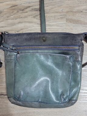 Olive Green Leather Crossbody Bag with Front Pocket